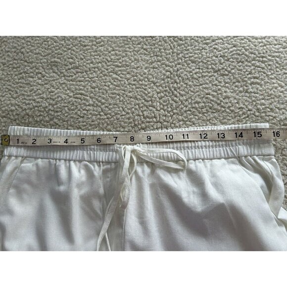 J. Crew Factory Linen Cotton Drawstring Cuffed Pull-on Pants White Size 8 - Picture 10 of 13